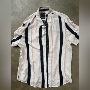 Denim & Flower Pink and Black Striped Shirt